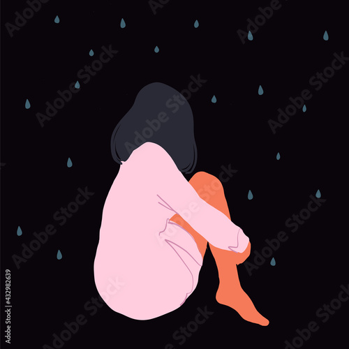 Sad and lonely young woman, mental disorder