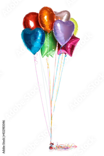 Balloons on Strings, on white, white background, (ID: 432983046)