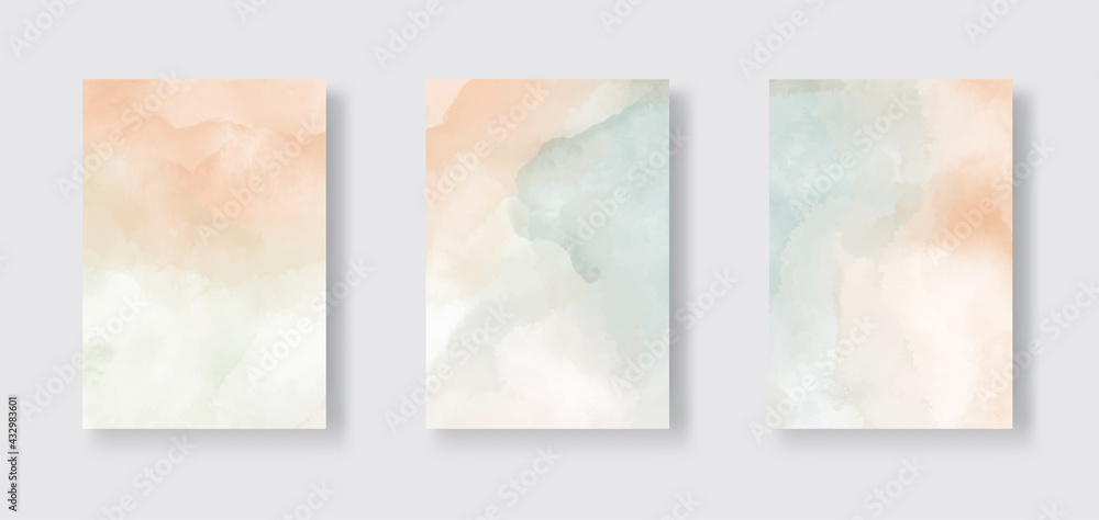 Set of cards watercolor. Set of watercolour banner