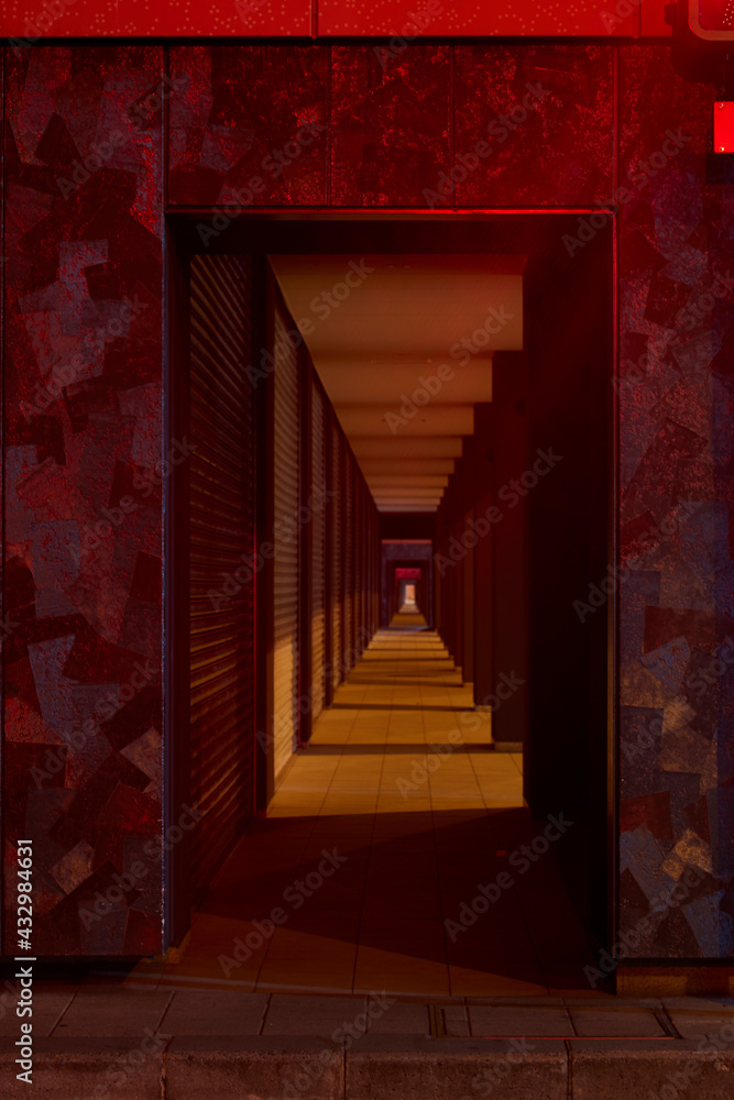 Fototapeta premium 信号の光に照らされた妖艶な船場センタービル【大阪】