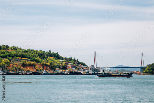 Obraz na płótnie Dolsan bridge and seaside village in Yeosu, Korea w salonie