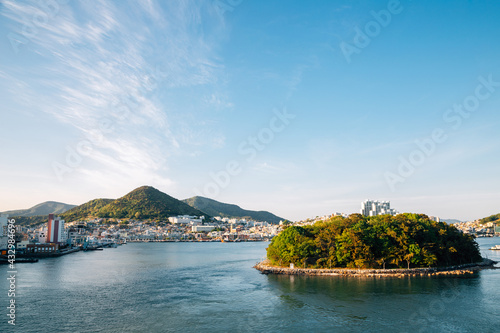 View of sea village in Yeosu, Korea photo