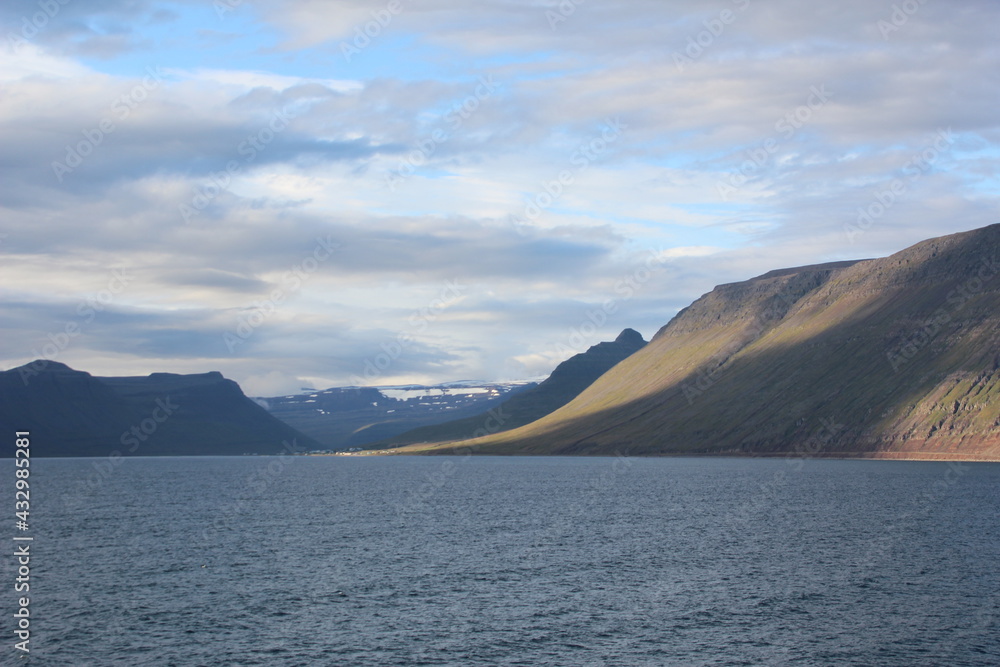 Early morning off the coast of Isafjordur, Iceland.