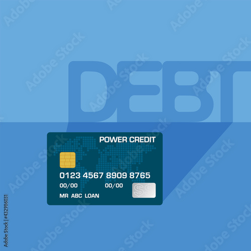 Credit cards have a shadow of the word debt