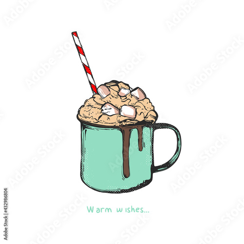 Mug with hot drink chocolate with marshmallows