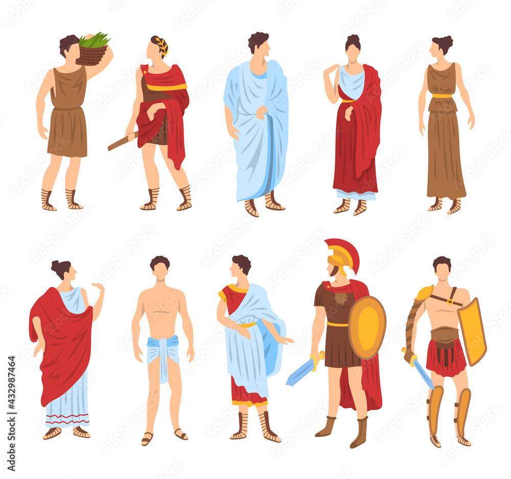 Cartoon Color Characters Ancient Rome People Set Concept. Vector Stock ...