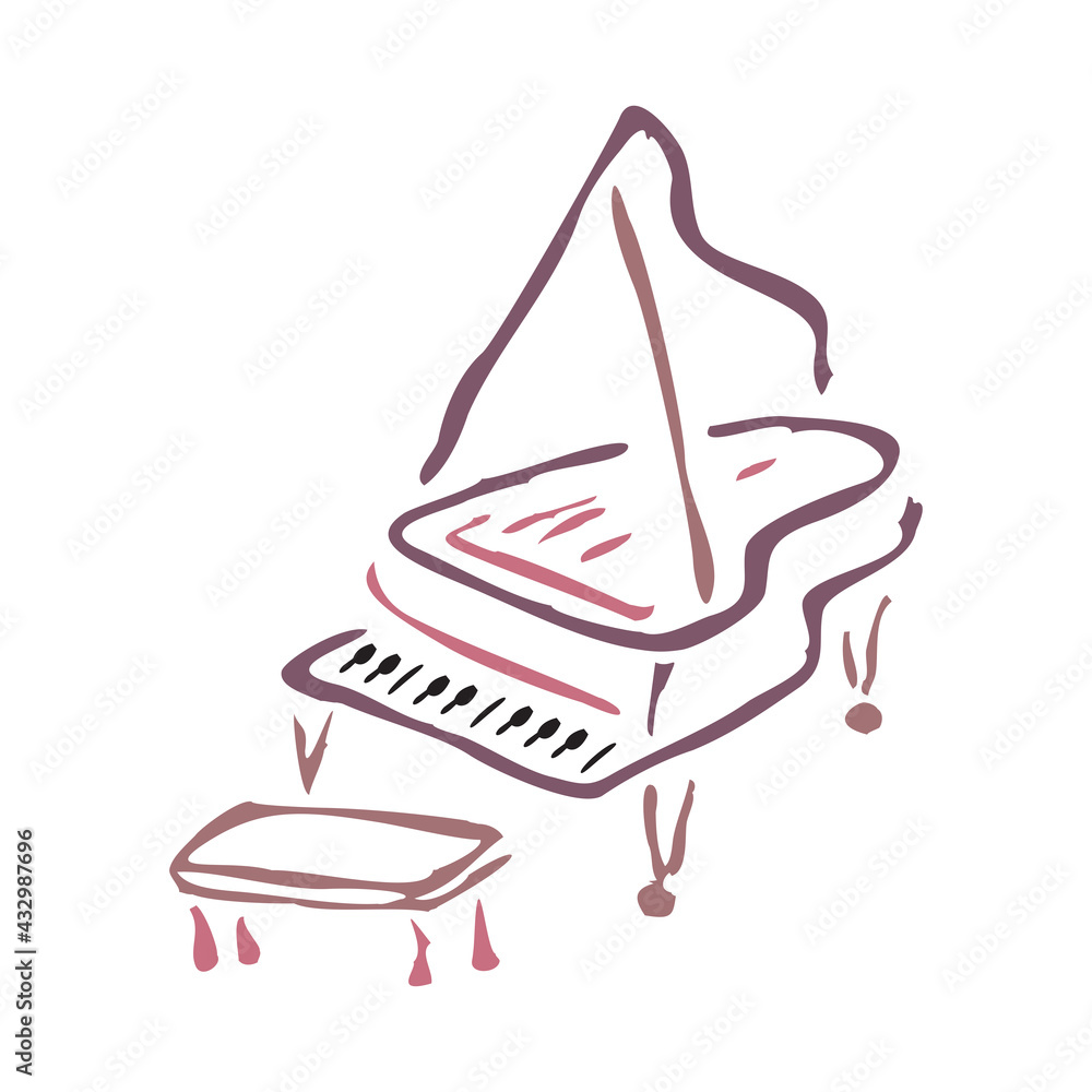 Line Art. Piano. Vector illustration isolated on a white background in EPS10 Line Art. Piano. Vector illustration isolated on a white background in EPS10