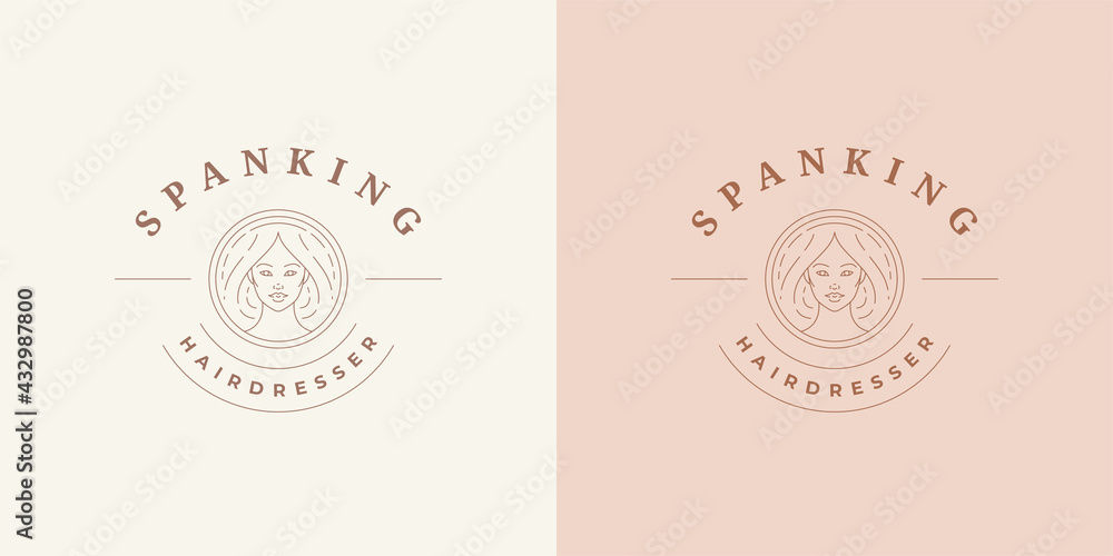 Female portrait logo emblem design template vector illustration in minimal line art style Female portrait logo emblem design template vector illustration in minimal line art style