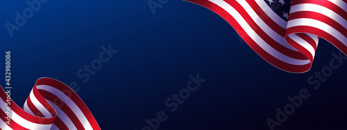 Festive blue illustration with abstract USA flag element, design component, independence day