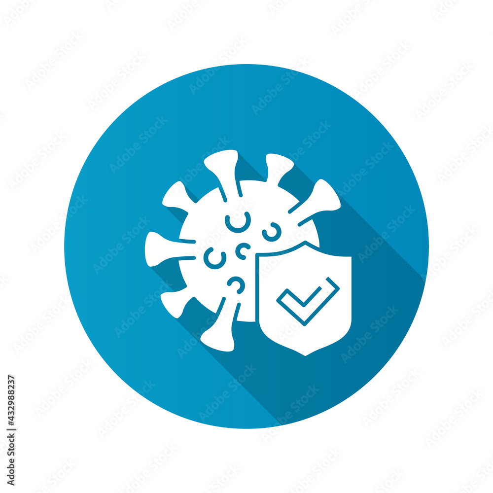 Virus protection icon with long shadow for graphic and web design. Virus protection icon with long shadow for graphic and web design.