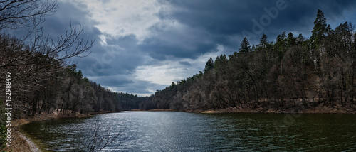 Dramatischer Wolkenhimmel über dem Großen Lattsee in Brandenburg - Panorama aus 7 Einzelbildern photo