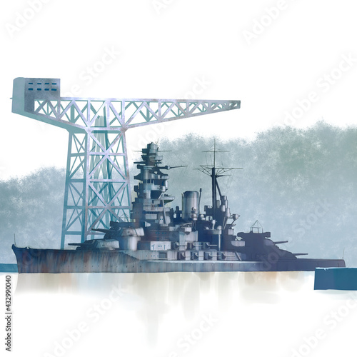 港に停泊する軍艦