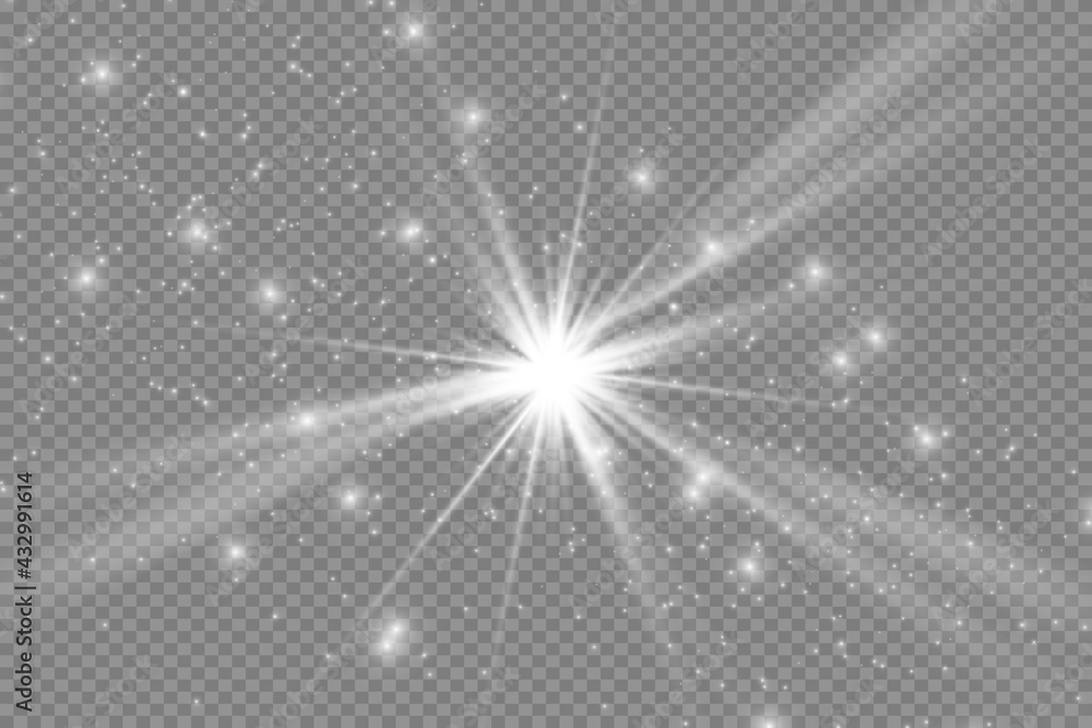 Glow effect. Gold star on a transparent background. Bright sun. Vector illustration. Glow effect. Gold star on a transparent background. Bright sun. Vector illustration.