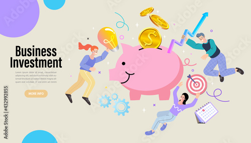 Safe Money On Piggy. Internet banking and earning concept. Successful investor or entrepreneur. Financial consulting, investment and savings. Modern vector illustration.