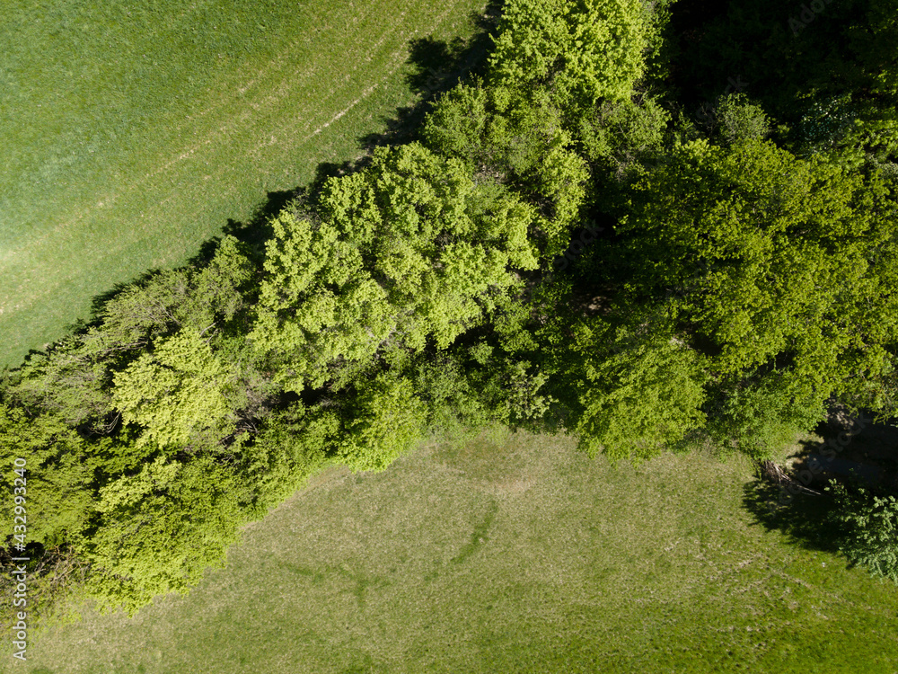 aerial drone flight photo of green hills, meadows and fresh forest in Lower Austria at the edge of Vienna Woods on a sunny day aerial drone flight photo of green hills, meadows and fresh forest in Lower Austria at the edge of Vienna Woods on a sunny day