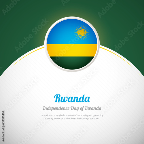 Rwanda happy independence day with elegant colorful country flag background