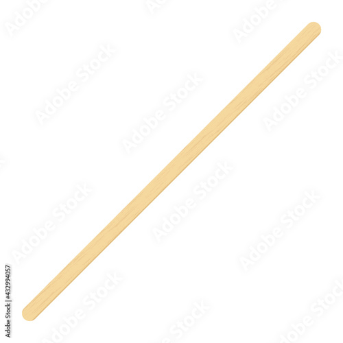 Wooden coffee stirrer, popsicle stick, elements for holding ice cream. Isolated realistic vector Illustration on white background.