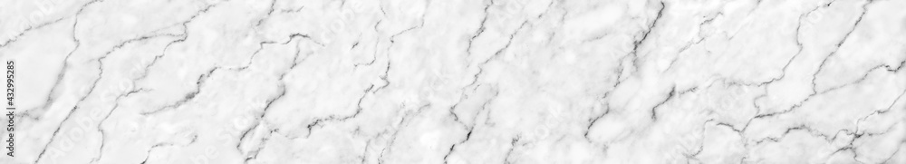 Fototapeta premium Panorama natural white marble texture for skin tile wallpaper luxurious background. Creative Stone ceramic art wall interiors backdrop design. picture high resolution.