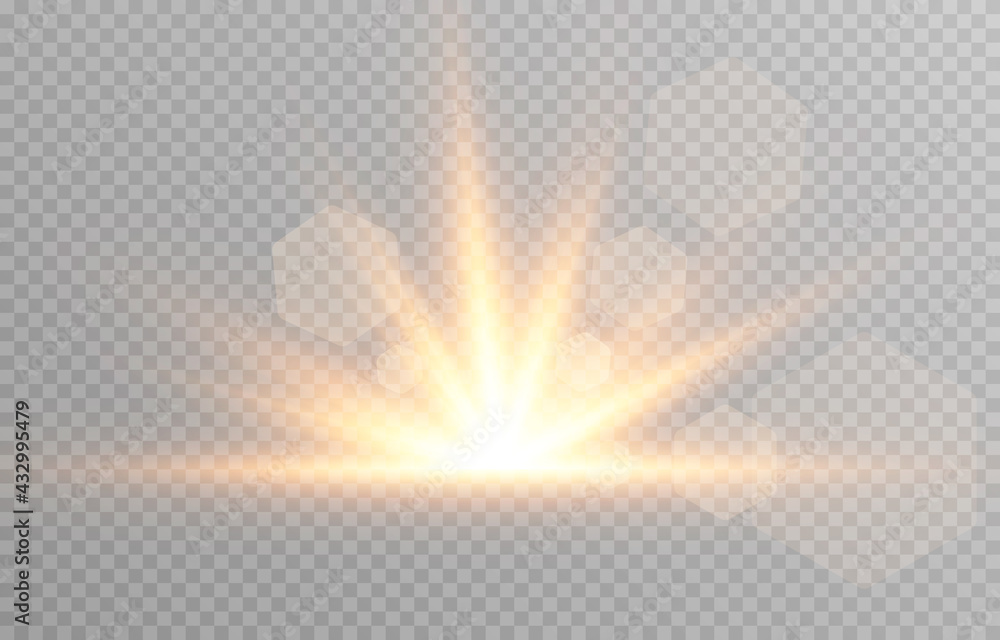 Vector golden light with glare. Sun, sun rays, dawn, glare from the sun png. Gold flare png, glare from flare png. Vector golden light with glare. Sun, sun rays, dawn, glare from the sun png. Gold flare png, glare from flare png.