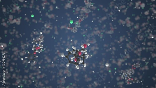 Ipratropium bromide molecule. Molecular model. Looping seamless 3d animation