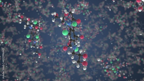 Iohexol molecule. Molecular model. Looping seamless 3d animation photo