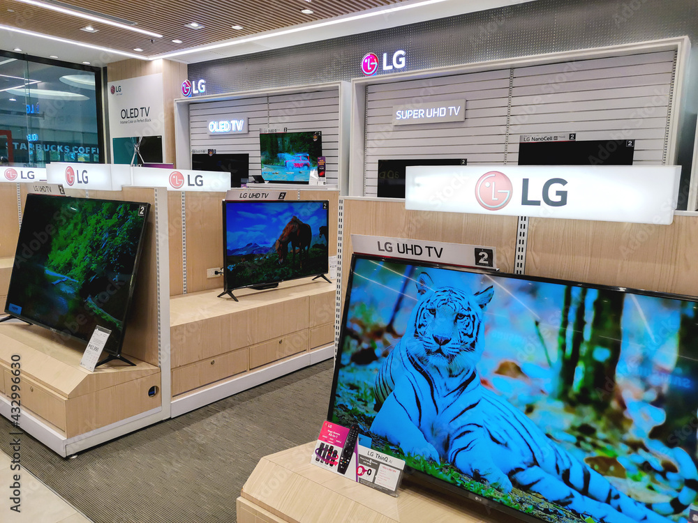 LG LED TVs for sale on display at a local department or appliance store