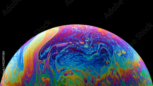 soap bubble macro on black background
