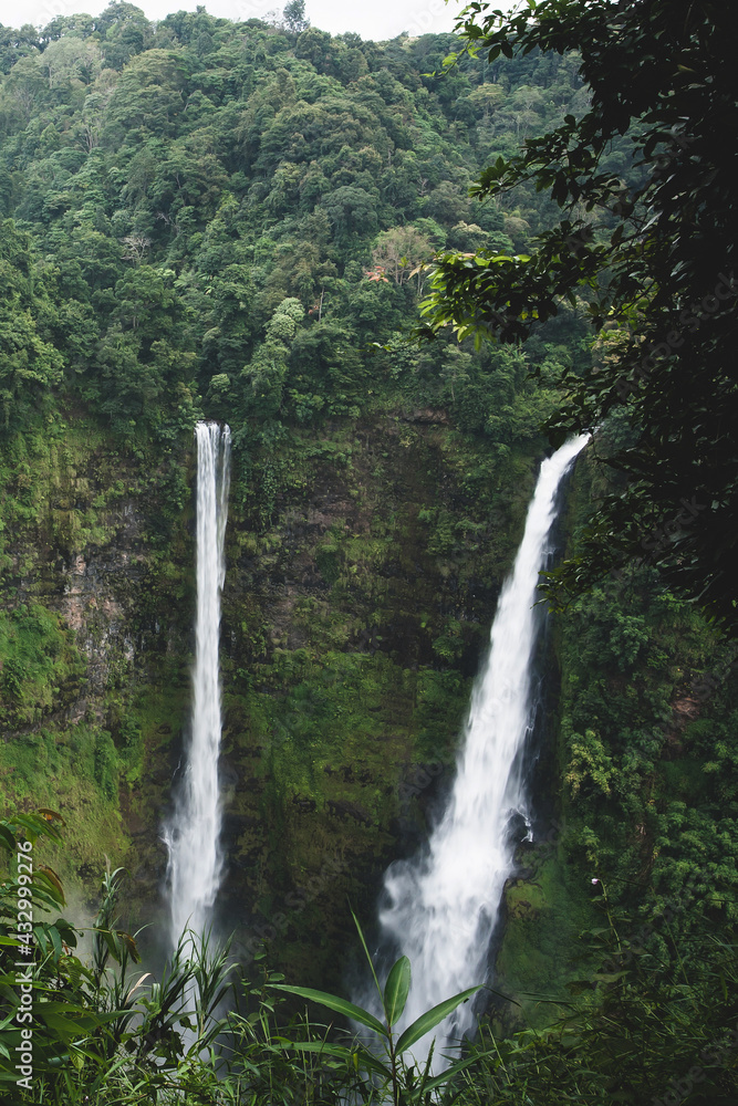 Scenery of Tad Fane waterfall in the morning mist. Scenery of Tad Fane waterfall in the morning mist.