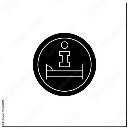 Hotel information symbol glyph icon. Hotel location. Helpdesk sign. Public place navigation. Universal public building signs concept.Filled flat sign. Isolated silhouette vector illustration