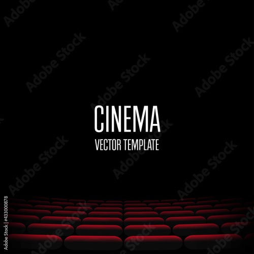 Cinema. Black empty space. Digital illustration. Night show flyer template. Graphic design for Stand-Up Comedy, Cinema, Opera, Theater. Vector EPS10.
