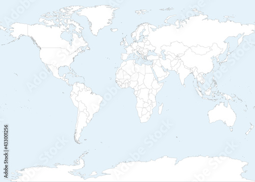 Detailed world map with country borders.