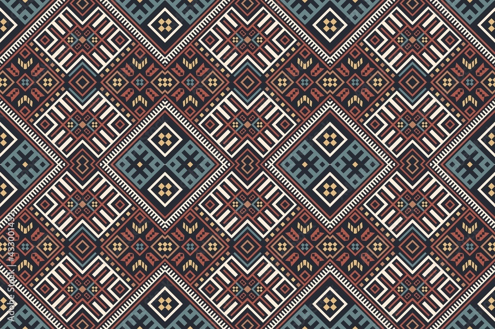 Bohemian, fashionable seamless ornament in ethnic style. In modern trendy shades. Perfect for the design of fabrics, clothing, interiors. Bohemian, fashionable seamless ornament in ethnic style. In modern trendy shades. Perfect for the design of fabrics, clothing, interiors.