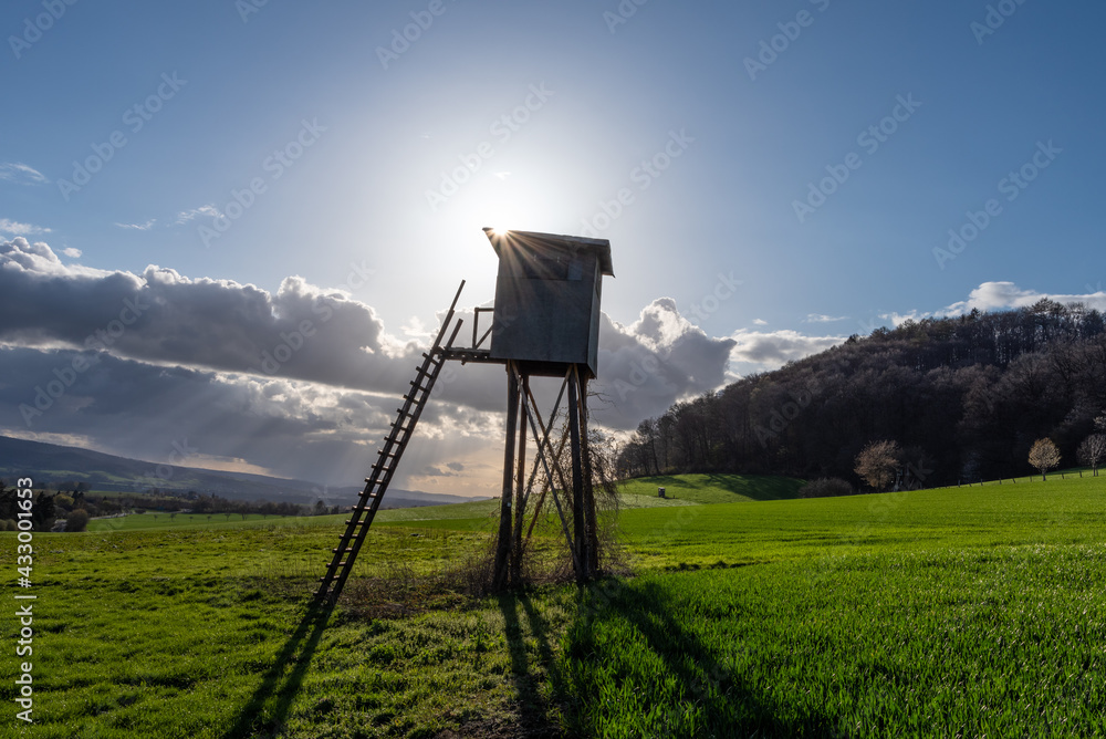 Naklejka premium Country landscape in sunshine in Germany