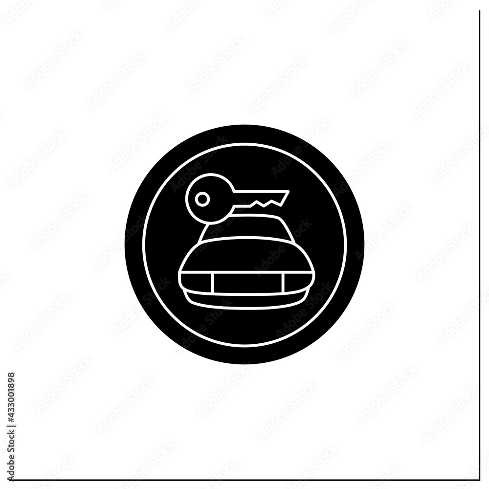 Car rental symbol glyph icon. Vehicle rent sign. Rent service office. Public place navigation. Universal public building signs concept. Filled flat sign. Isolated silhouette vector illustration Car rental symbol glyph icon. Vehicle rent sign. Rent service office. Public place navigation. Universal public building signs concept. Filled flat sign. Isolated silhouette vector illustration