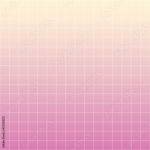 Squares. Grid. Gradient. Paper sticker pin. Soft pink and yellow colors. Beautiful minimalistic aesthetic. Extremely high quality image. Spring vibes. Vector.