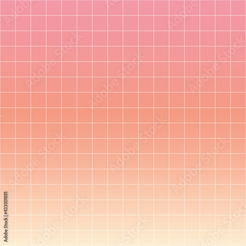 Squares. Grid. Gradient. Bright pink and peachy colors. Beautiful minimalistic aesthetic. Extremely high quality image. Spring vibes. Vector.