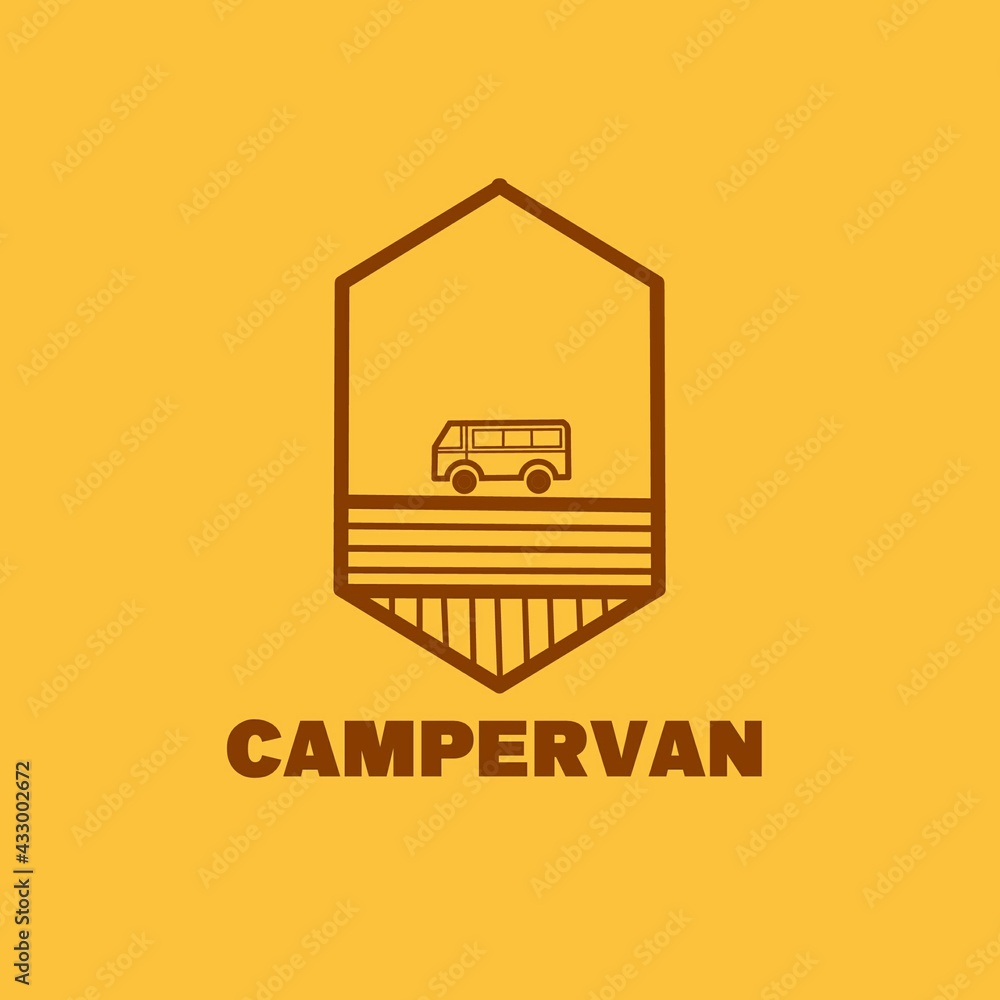 Obraz premium Campervan line art simple logo icon symbol for Brand, travel, Trip, company, Business, Banners, Poster, background and wallpaper. 