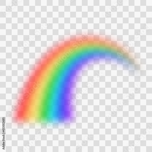 3d rainbow icon on a transparent background. Detailed isolated symbol. Cute realistic vector illustration with blur effect