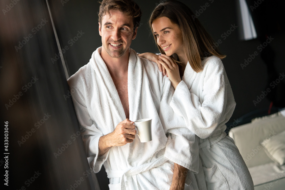 Couple enjoying wellness weekend and serene moments together Couple enjoying wellness weekend and serene moments together