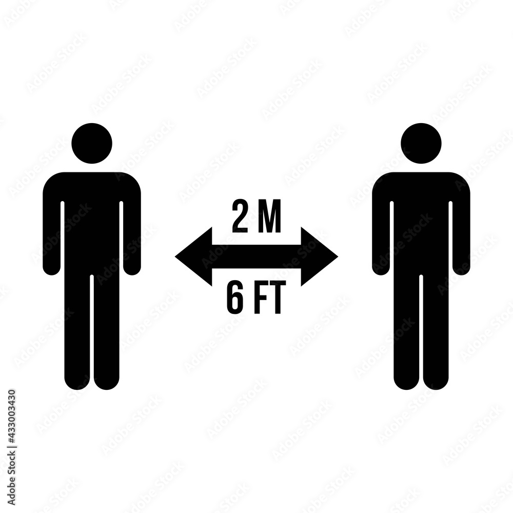 Social distancing icon vector symbol of keep safe distance sign in a glyph pictogram illustration Social distancing icon vector symbol of keep safe distance sign in a glyph pictogram illustration