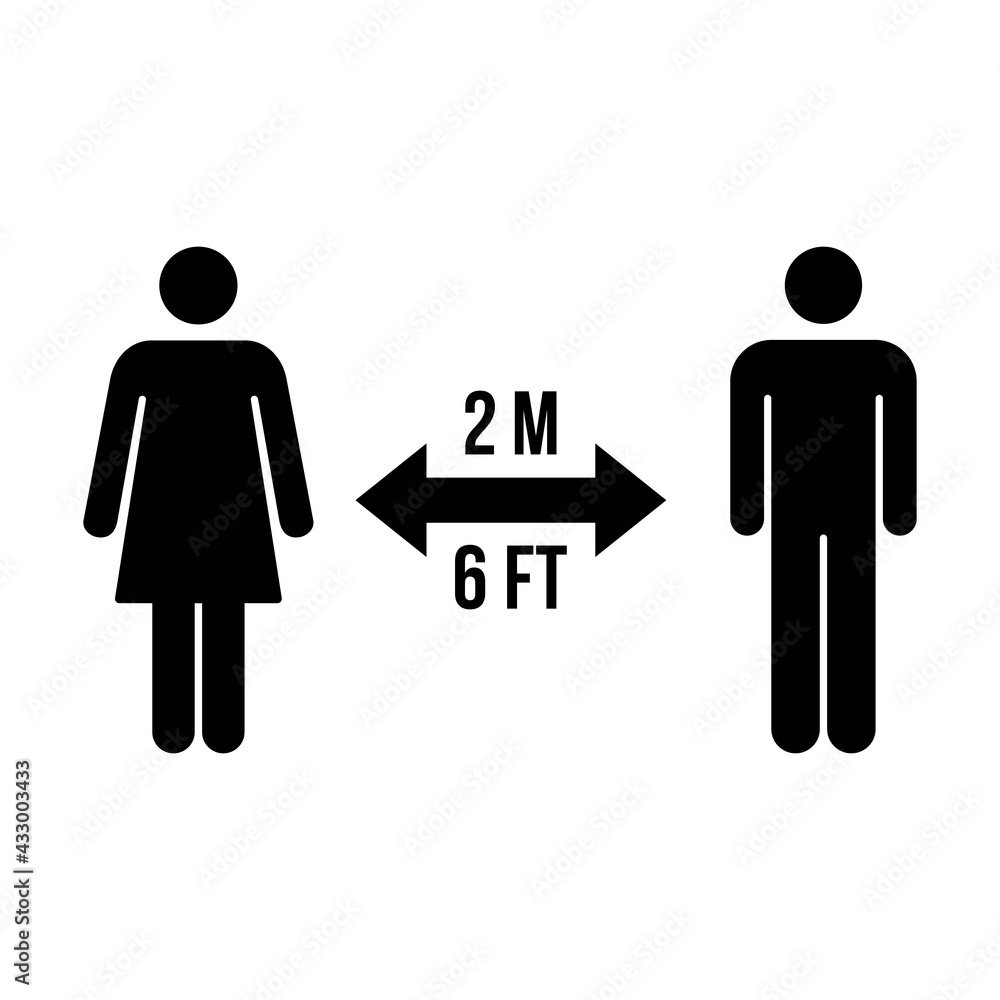 Social distancing icon vector symbol of keep safe distance sign in a glyph pictogram illustration Social distancing icon vector symbol of keep safe distance sign in a glyph pictogram illustration