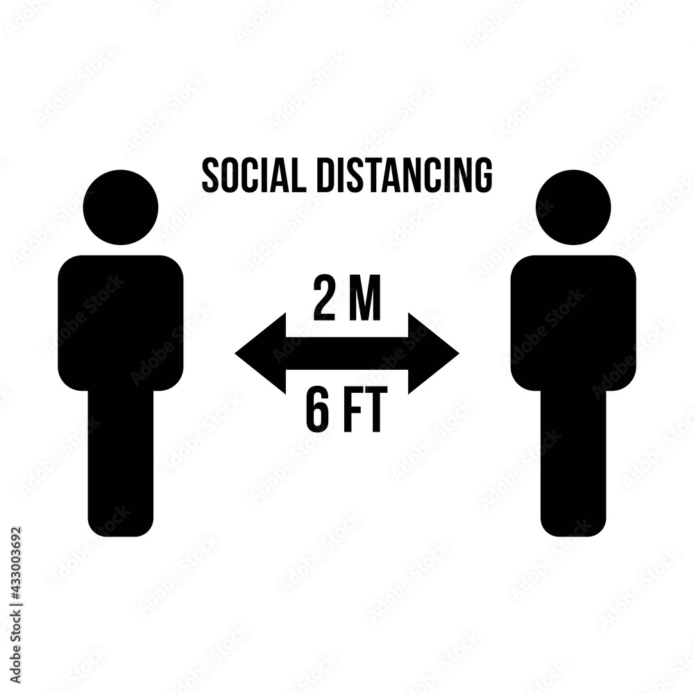 Social distancing icon vector symbol of keep safe distance sign in a glyph pictogram illustration Social distancing icon vector symbol of keep safe distance sign in a glyph pictogram illustration