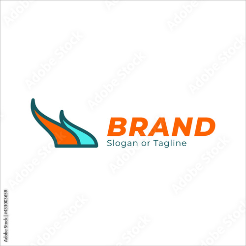 Logo template vector with 2 object fire theme colored light blue and orange