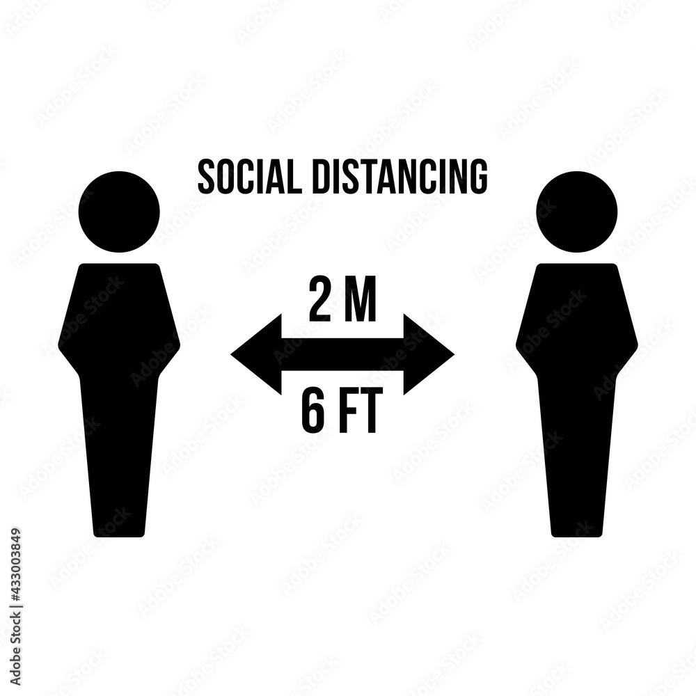Social distancing icon vector symbol of keep safe distance sign in a glyph pictogram illustration Social distancing icon vector symbol of keep safe distance sign in a glyph pictogram illustration