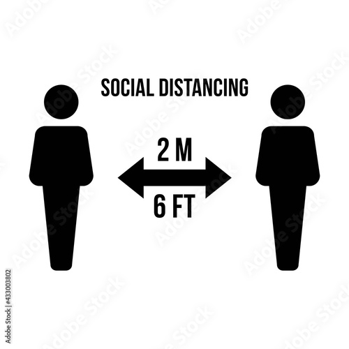 Social distancing icon vector symbol of keep safe distance sign in a glyph pictogram illustration
