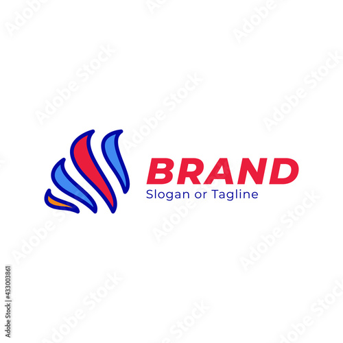 Logo template vector with 4 fire theme object colored red, blue, and orange