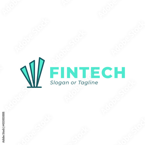 Fintech theme logo template vector colored light blue