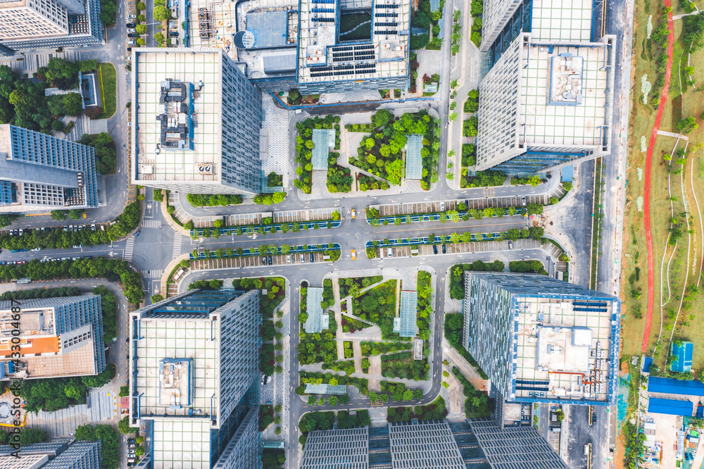 Aerial view of modern technology buildings
