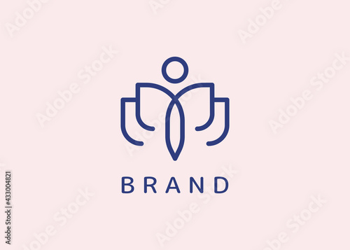 Butterfly Line art linear Logo for beauty cosmetic logo.
