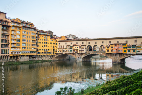 Houses along the Arno River  in Florence  Italy